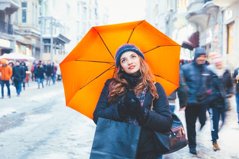 The Woman With Umbrella in the Winter